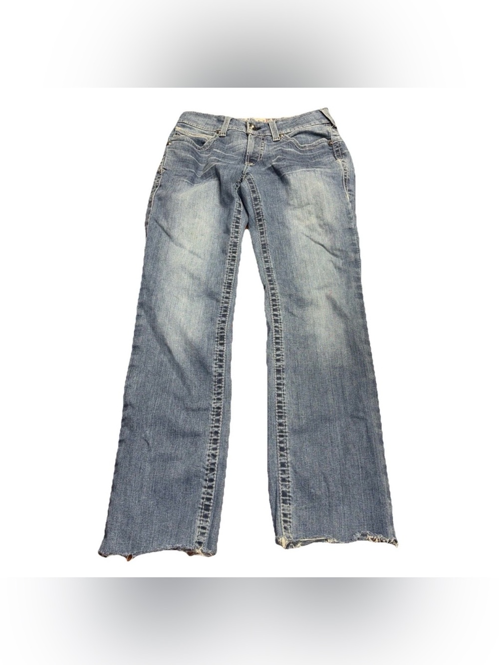 Ariat Real Denim Jeans Size 30x30 Cutoffs Raw Hem Thick Stitch Western Flaws